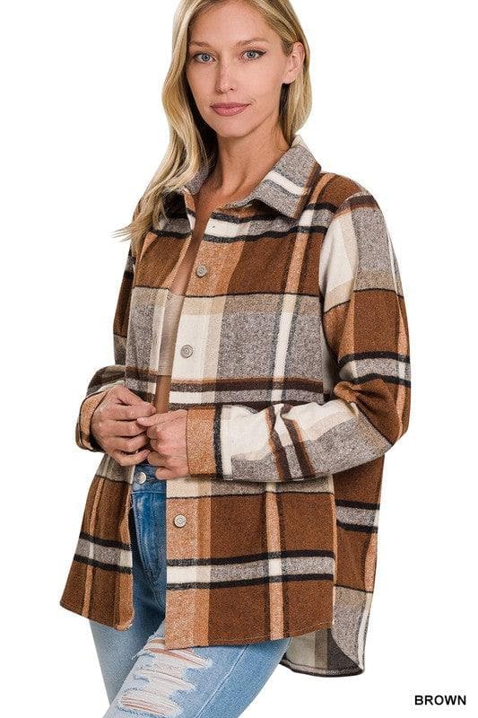 ZENANA Yarn Dyed Plaid Shacket - SwagglyLife Home & Fashion