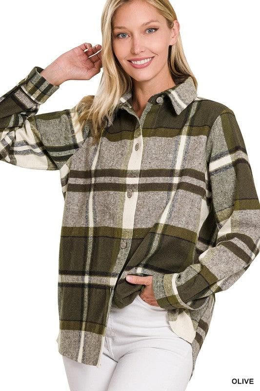 ZENANA Yarn Dyed Plaid Shacket - SwagglyLife Home & Fashion