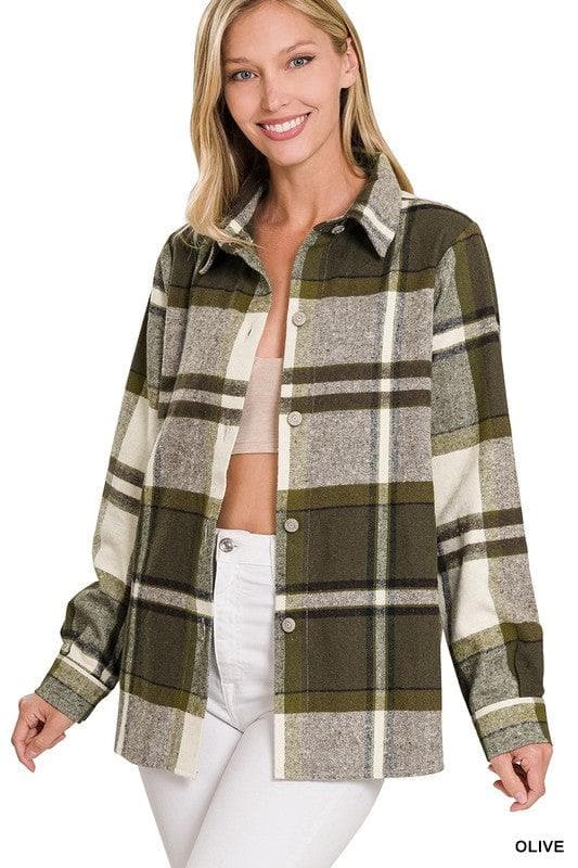 ZENANA Yarn Dyed Plaid Shacket - SwagglyLife Home & Fashion