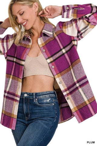 ZENANA Yarn Dyed Plaid Shacket - SwagglyLife Home & Fashion