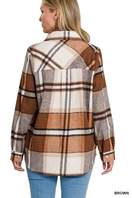 ZENANA Yarn Dyed Plaid Shacket - SwagglyLife Home & Fashion