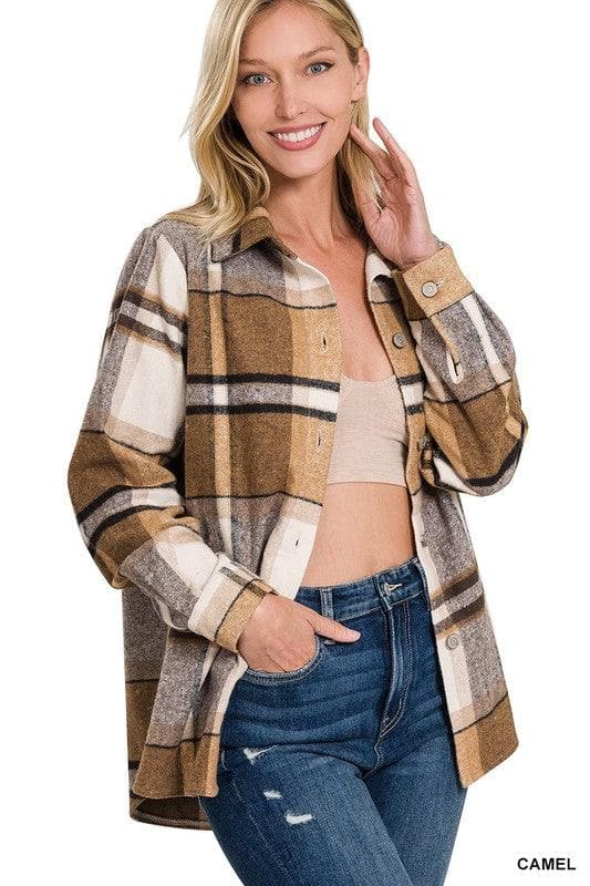 ZENANA Yarn Dyed Plaid Shacket - SwagglyLife Home & Fashion