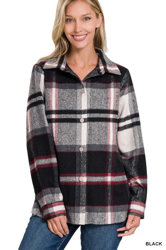 ZENANA Yarn Dyed Plaid Shacket - SwagglyLife Home & Fashion