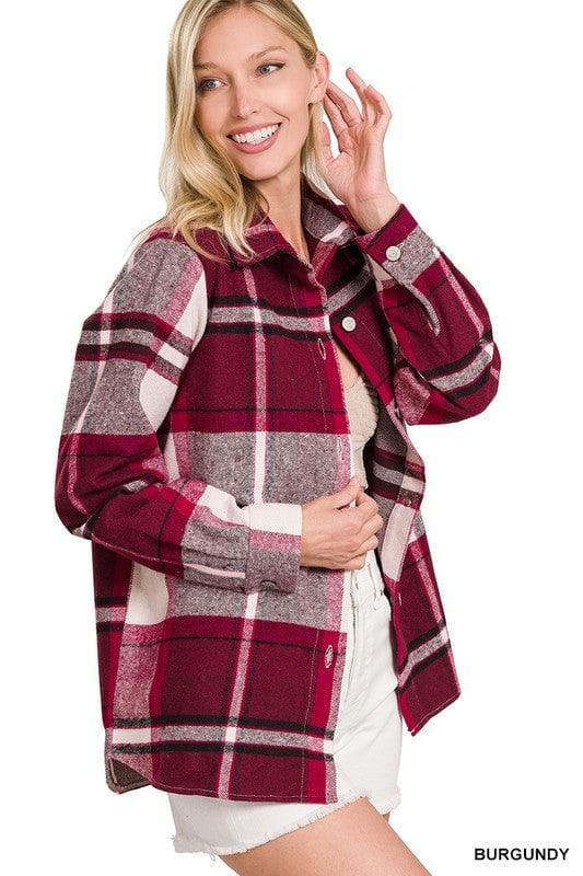 ZENANA Yarn Dyed Plaid Shacket - SwagglyLife Home & Fashion