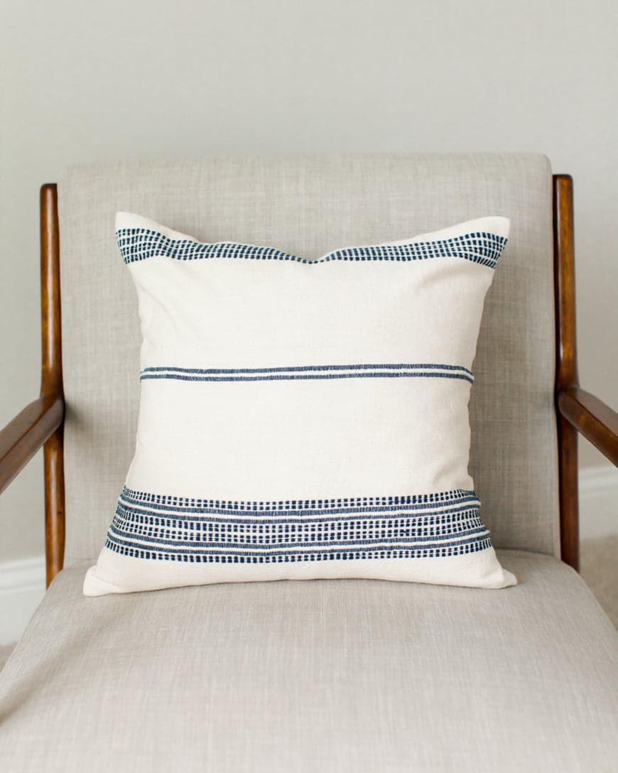 18" Aden Throw Pillow Cover - Natural with Navy - SwagglyLife Home & Fashion