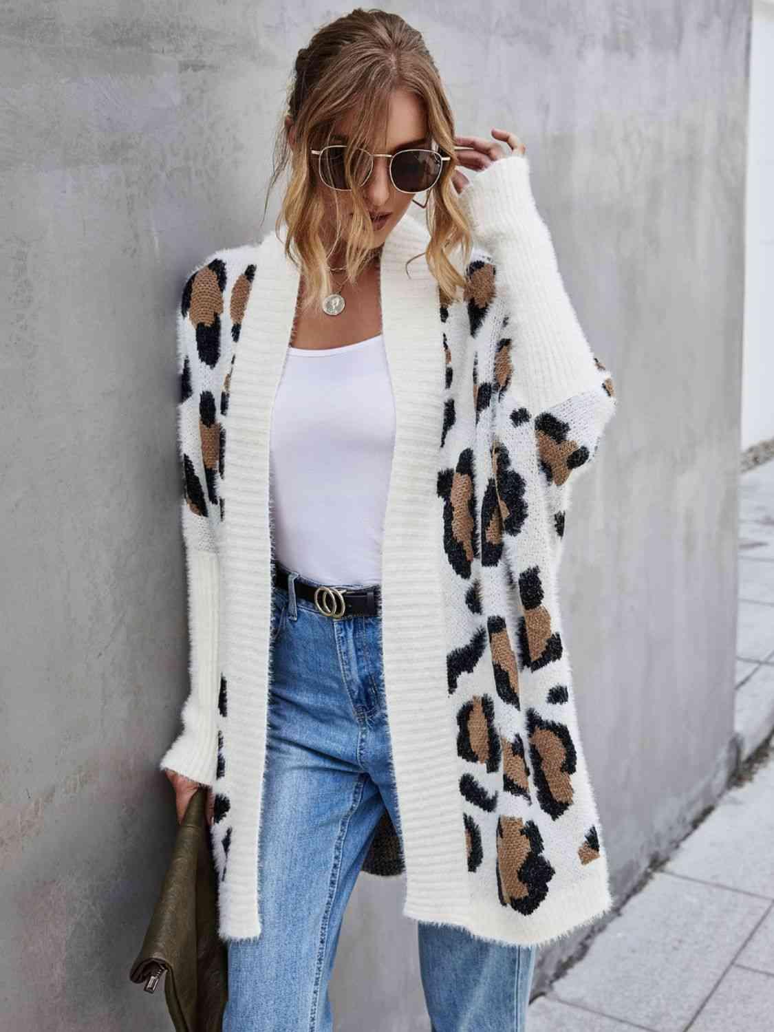 Abby Leopard Pattern Fuzzy Cardigan - SwagglyLife Home & Fashion