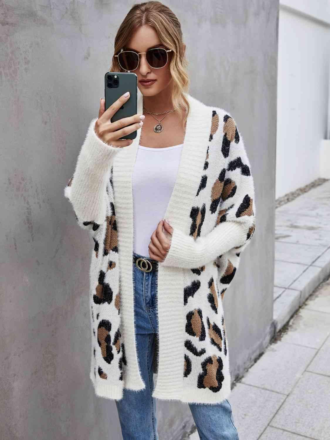 Abby Leopard Pattern Fuzzy Cardigan - SwagglyLife Home & Fashion