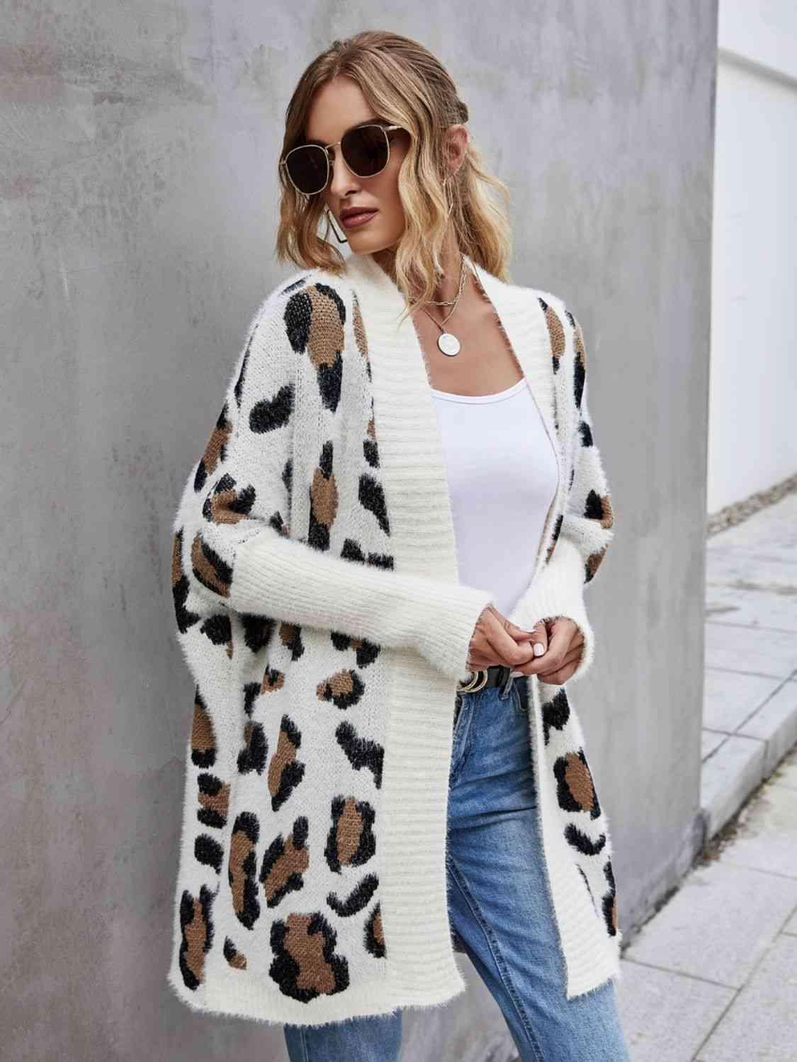 Abby Leopard Pattern Fuzzy Cardigan - SwagglyLife Home & Fashion