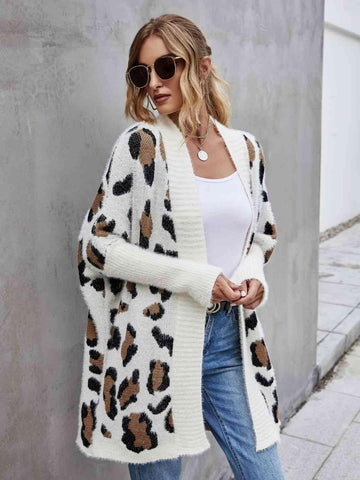 Abby Leopard Pattern Fuzzy Cardigan - SwagglyLife Home & Fashion