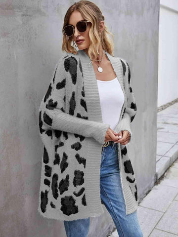 Abby Leopard Pattern Fuzzy Cardigan - SwagglyLife Home & Fashion