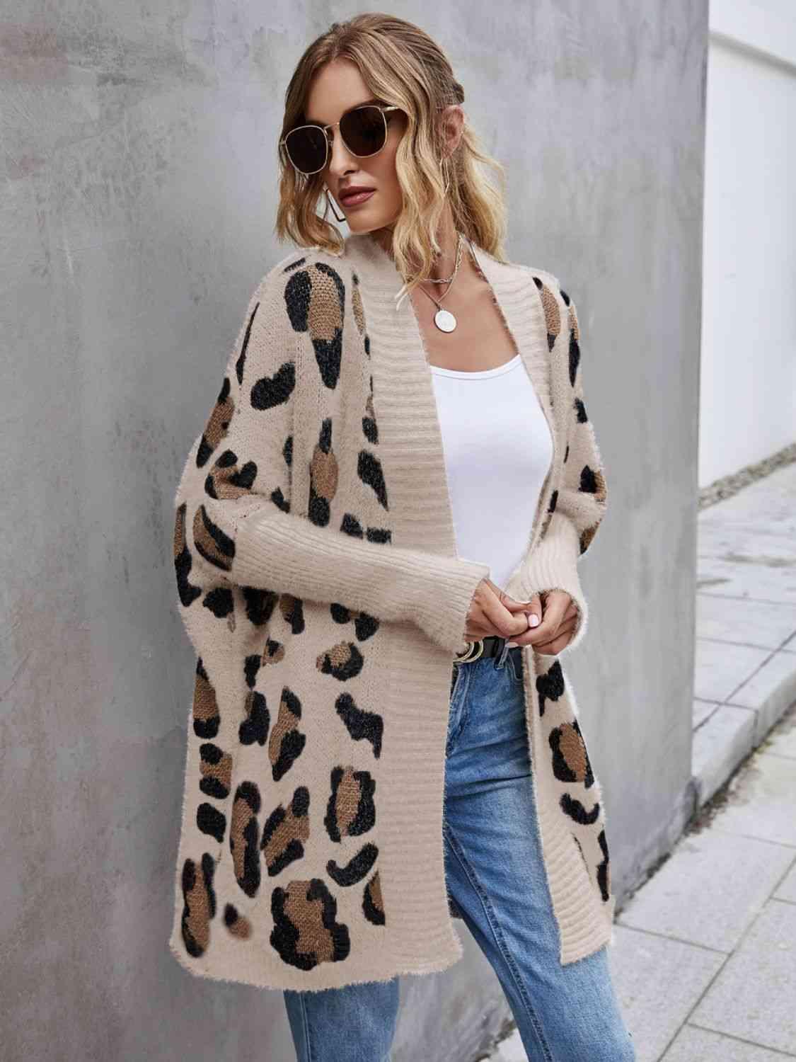 Abby Leopard Pattern Fuzzy Cardigan - SwagglyLife Home & Fashion
