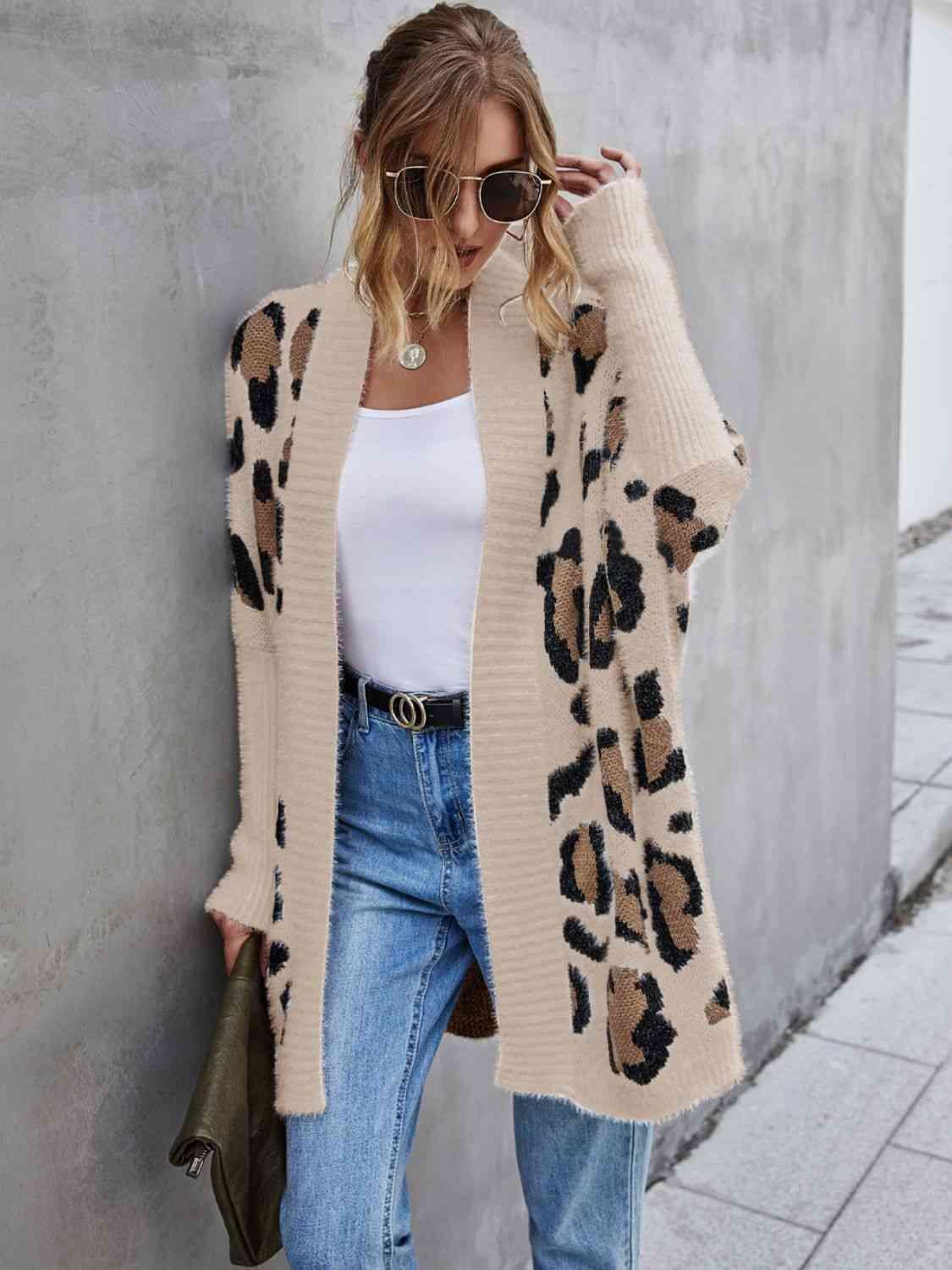 Abby Leopard Pattern Fuzzy Cardigan - SwagglyLife Home & Fashion