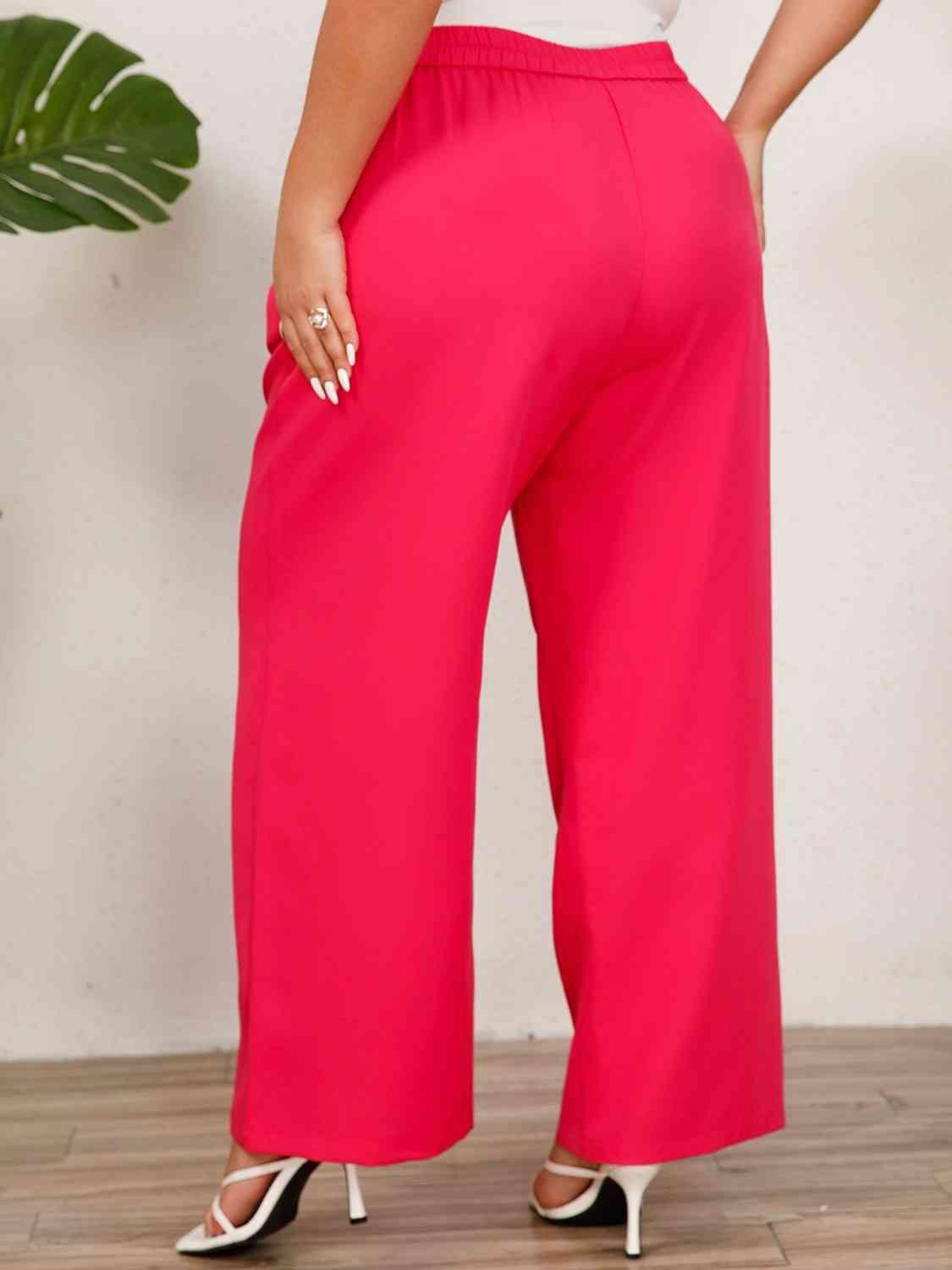 Plus Size Wide Leg Pants with Pockets - SwagglyLife Home & Fashion
