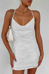 Amanda Cowl Neck Contrast Sequin Sleeveless Mini Dress - SwagglyLife Home & Fashion