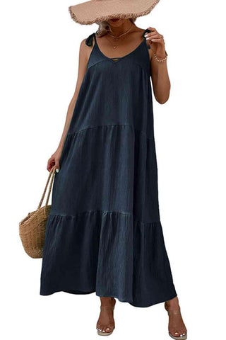 Amelia Tie-Shoulder Tiered Maxi Dress - SwagglyLife Home & Fashion