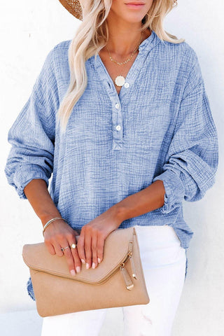 Amy Buttoned Long Sleeve Blouse, Multiple Colors - SwagglyLife Home & Fashion