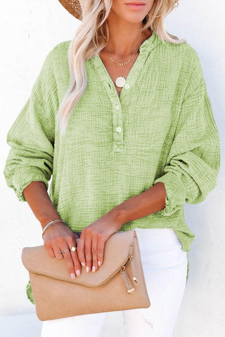 Amy Buttoned Long Sleeve Blouse, Multiple Colors - SwagglyLife Home & Fashion