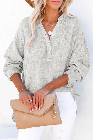 Amy Buttoned Long Sleeve Blouse, Multiple Colors - SwagglyLife Home & Fashion