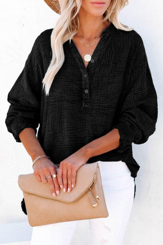 Amy Buttoned Long Sleeve Blouse, Multiple Colors - SwagglyLife Home & Fashion