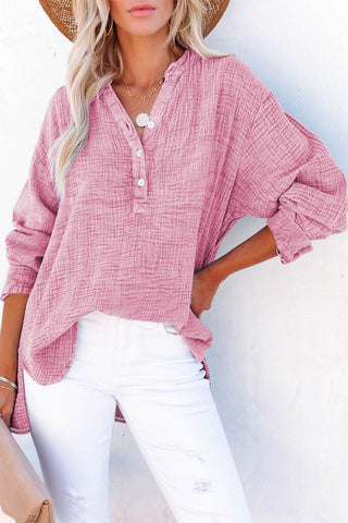 Amy Buttoned Long Sleeve Blouse, Multiple Colors - SwagglyLife Home & Fashion