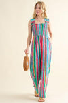 And The Why Full Size Striped Smocked Sleeveless Jumpsuit - SwagglyLife Home & Fashion