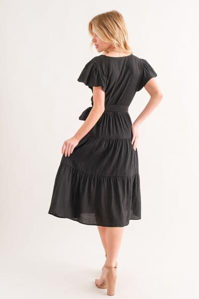 And The Why Textured Tiered Midi Dress - SwagglyLife Home & Fashion