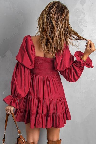 Andrea Smocked Off-Shoulder Tiered Mini Dress - SwagglyLife Home & Fashion