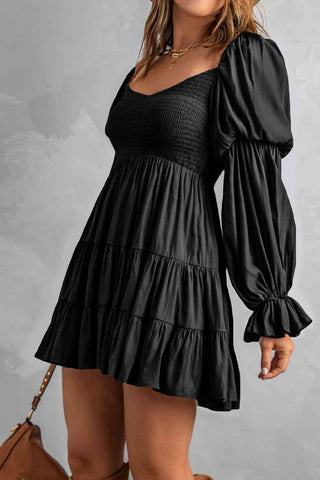 Andrea Smocked Off-Shoulder Tiered Mini Dress - SwagglyLife Home & Fashion