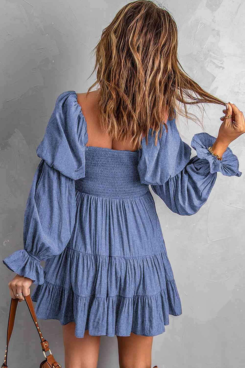 Andrea Smocked Off-Shoulder Tiered Mini Dress - SwagglyLife Home & Fashion