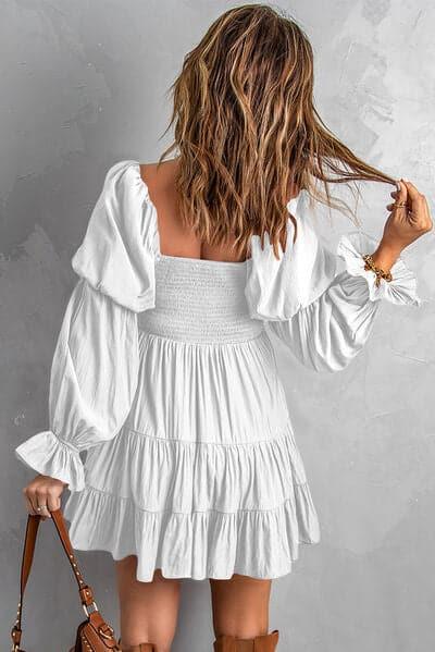 Andrea Smocked Off-Shoulder Tiered Mini Dress - SwagglyLife Home & Fashion