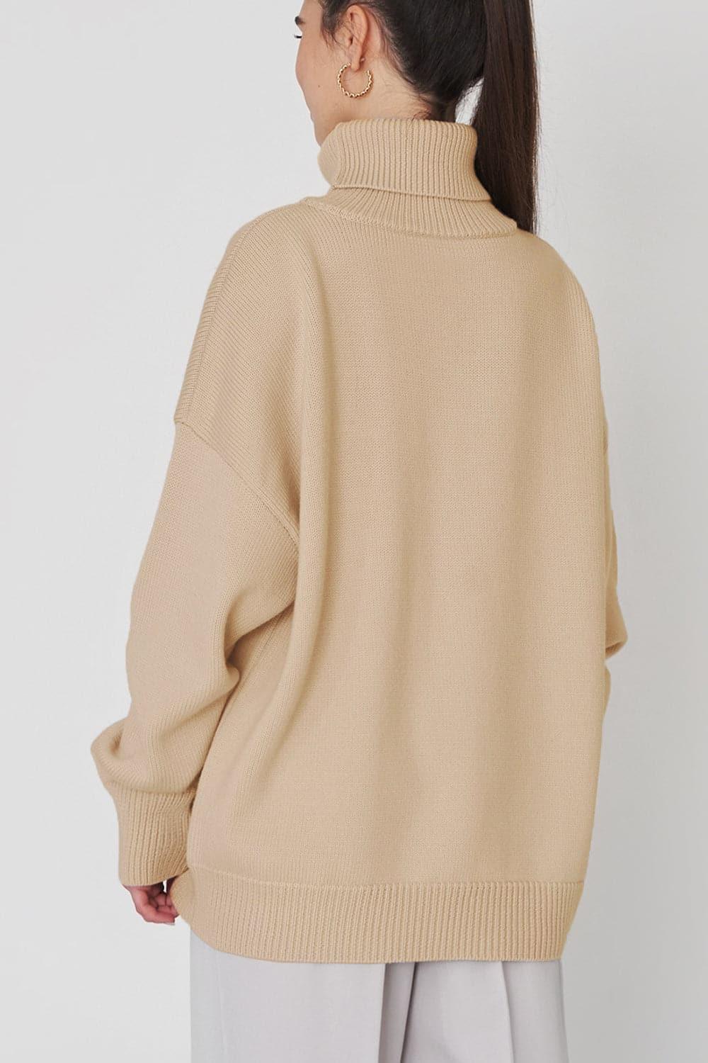 Angela Turtle Neck Dropped Shoulder Sweater, Multiple Colors - SwagglyLife Home & Fashion