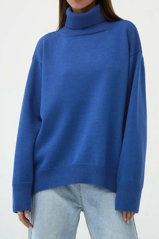 Angela Turtle Neck Dropped Shoulder Sweater, Multiple Colors - SwagglyLife Home & Fashion