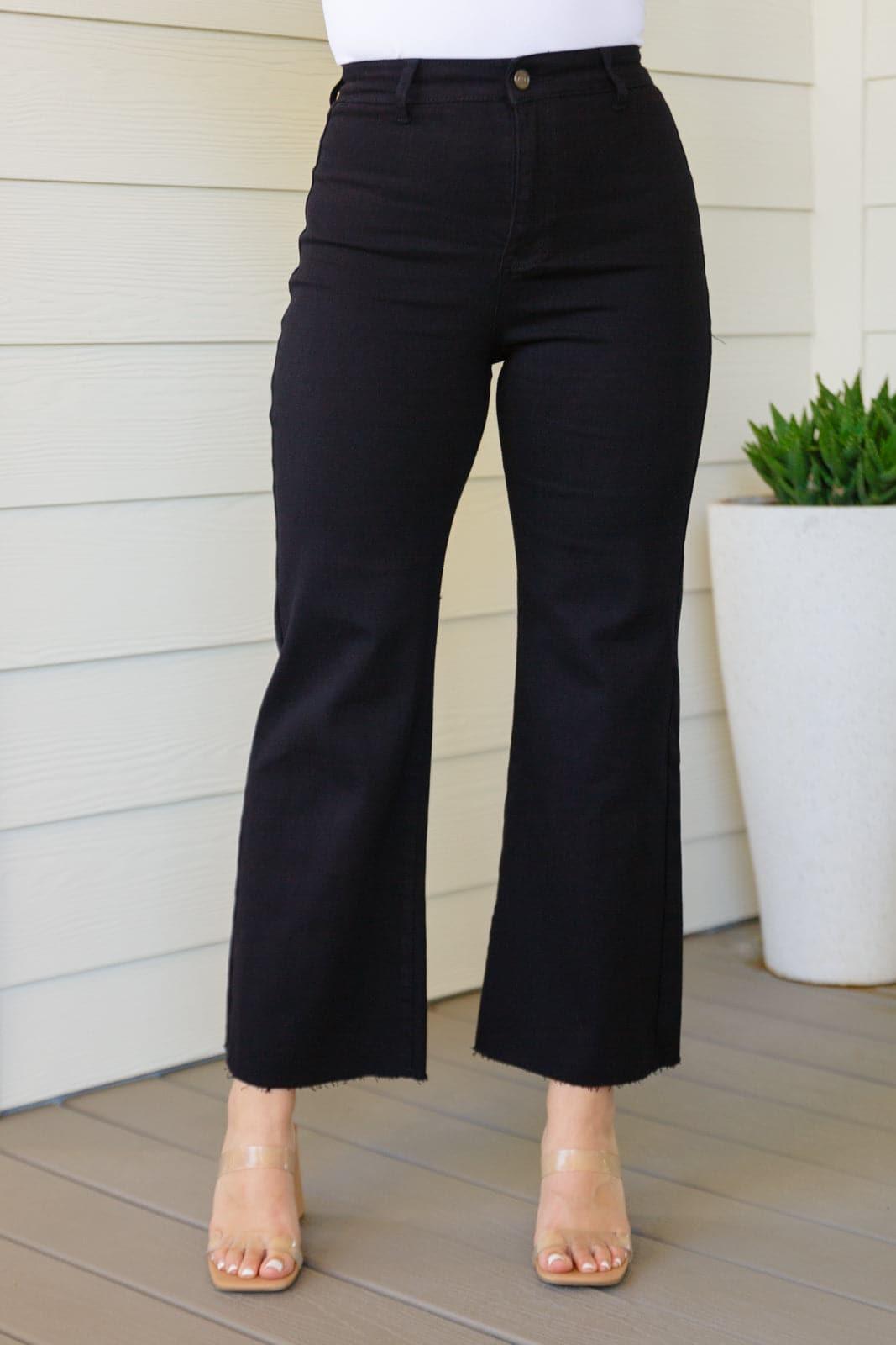 ANNIE WEAR August High Rise Wide Leg Crop Jeans in Black - SwagglyLife Home & Fashion