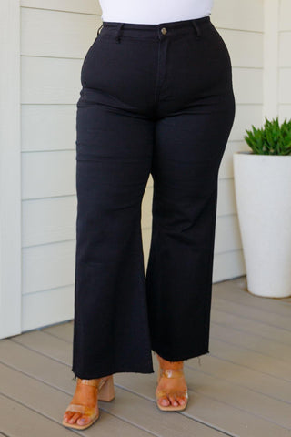 ANNIE WEAR August High Rise Wide Leg Crop Jeans in Black - SwagglyLife Home & Fashion