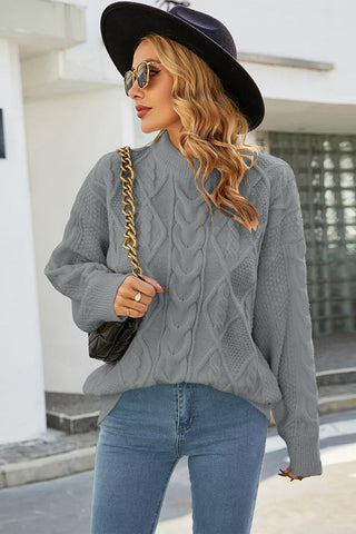 Ava Cable-Knit Round Neck Long Sleeve Sweater, 2 Colors - SwagglyLife Home & Fashion