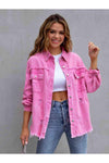 Distressed Drop Shoulder Denim Jacket - SwagglyLife Home & Fashion