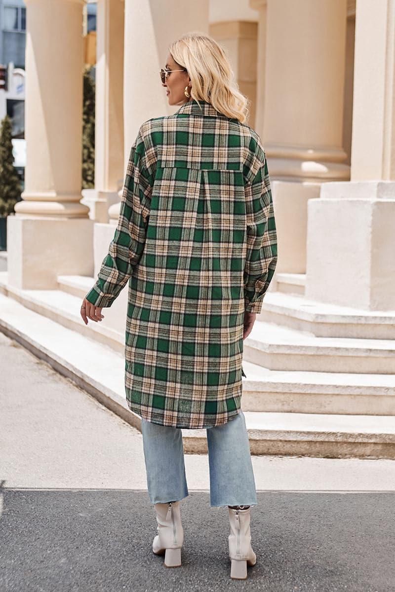 Plaid Collared Neck Long Sleeve Shirt - SwagglyLife Home & Fashion