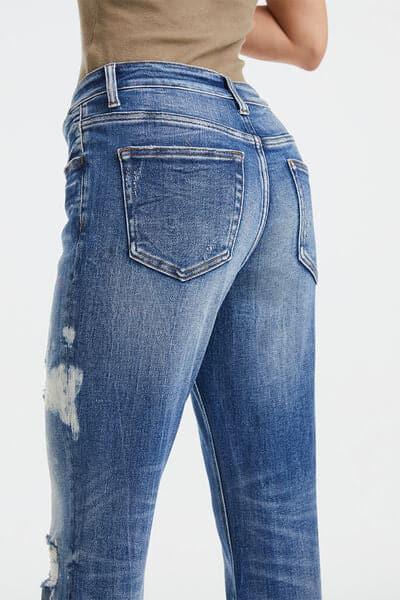 BAYEAS Full Size High Waist Distressed Paint Splatter Pattern Jeans - SwagglyLife Home & Fashion