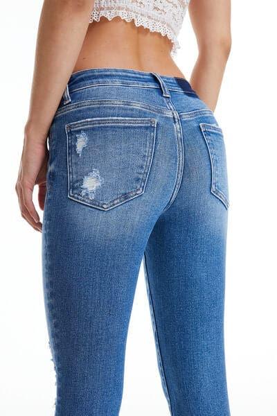 BAYEAS Full Size Mid Waist Distressed Ripped Straight Jeans - SwagglyLife Home & Fashion