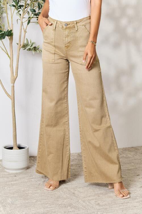BAYEAS Raw Hem Wide Leg Jeans - SwagglyLife Home & Fashion