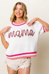 BiBi MAMA Contrast Trim Short Sleeve Sweater - SwagglyLife Home & Fashion