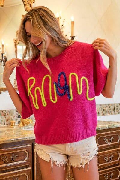 BiBi MOM Contrast Round Neck Sweater - SwagglyLife Home & Fashion