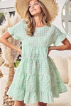 BiBi Ruffled Hem Short Sleeve Tiered Dress - SwagglyLife Home & Fashion