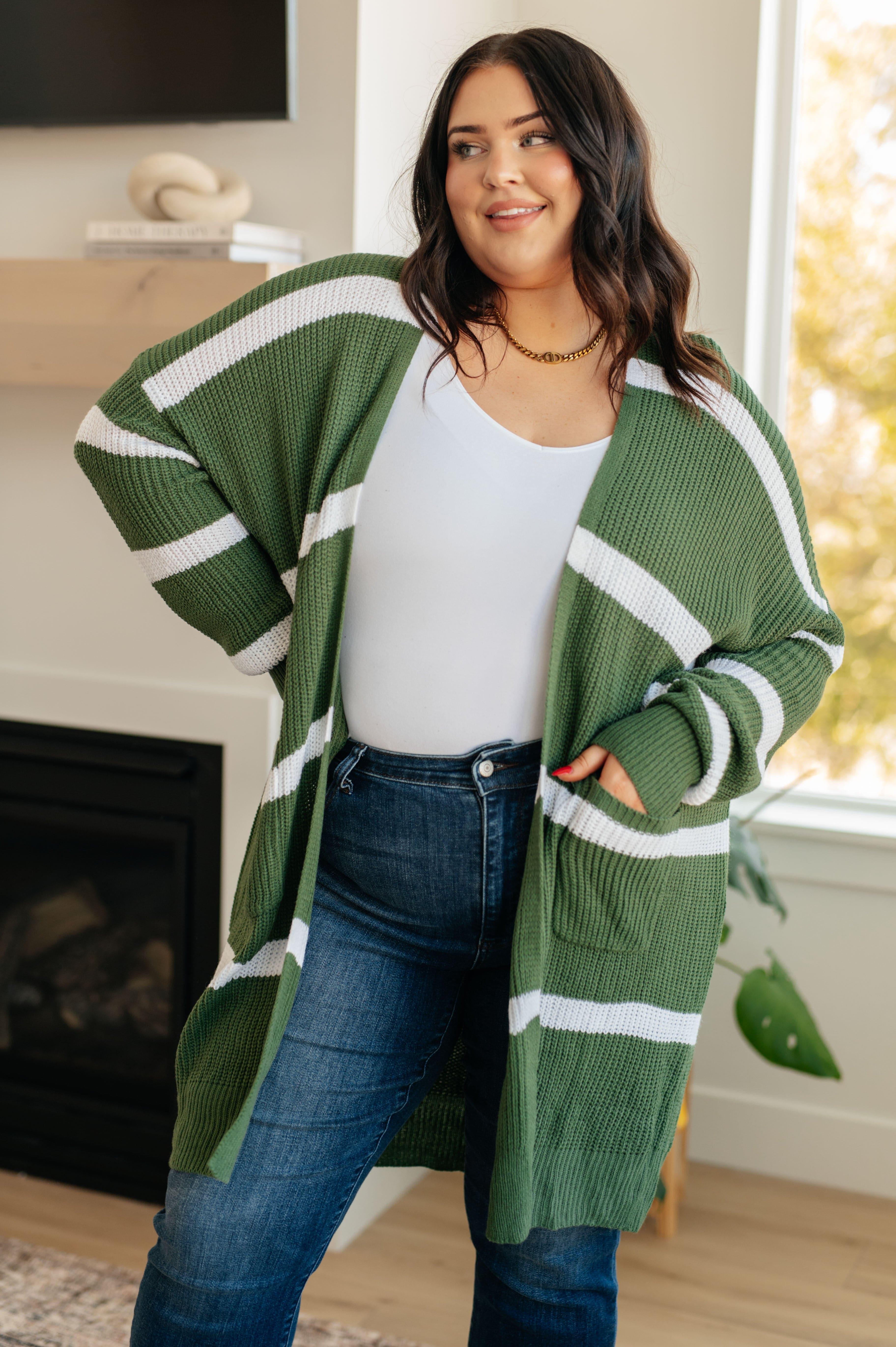 Brighter is Better Striped Cardigan in Green - SwagglyLife Home & Fashion