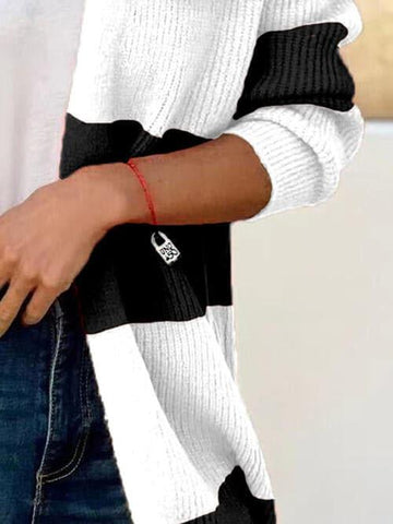 Brooklyn Contrast Open Front Long Sleeve Cardigan - SwagglyLife Home & Fashion