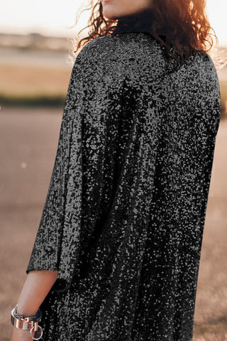 Sequin Open Front Duster Cardigan - SwagglyLife Home & Fashion