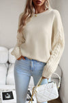 Cable-Knit Round Neck Drop Shoulder Sweater, 4 Colors - SwagglyLife Home & Fashion