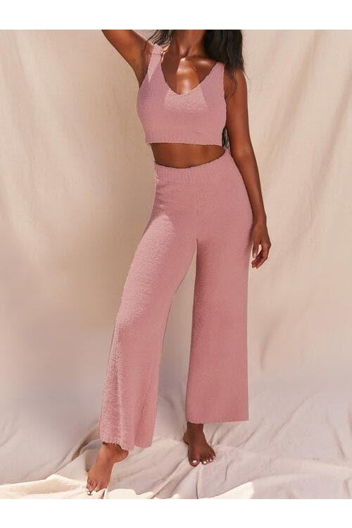 Camellia V-Neck Tank and Pants Set - SwagglyLife Home & Fashion