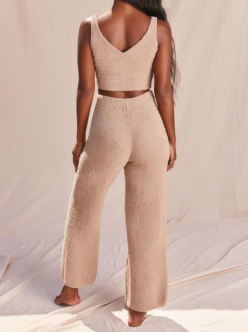 Camellia V-Neck Tank and Pants Set - SwagglyLife Home & Fashion