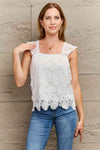 Carrie Paisley Lace Detail Square Neck Tank Top - SwagglyLife Home & Fashion